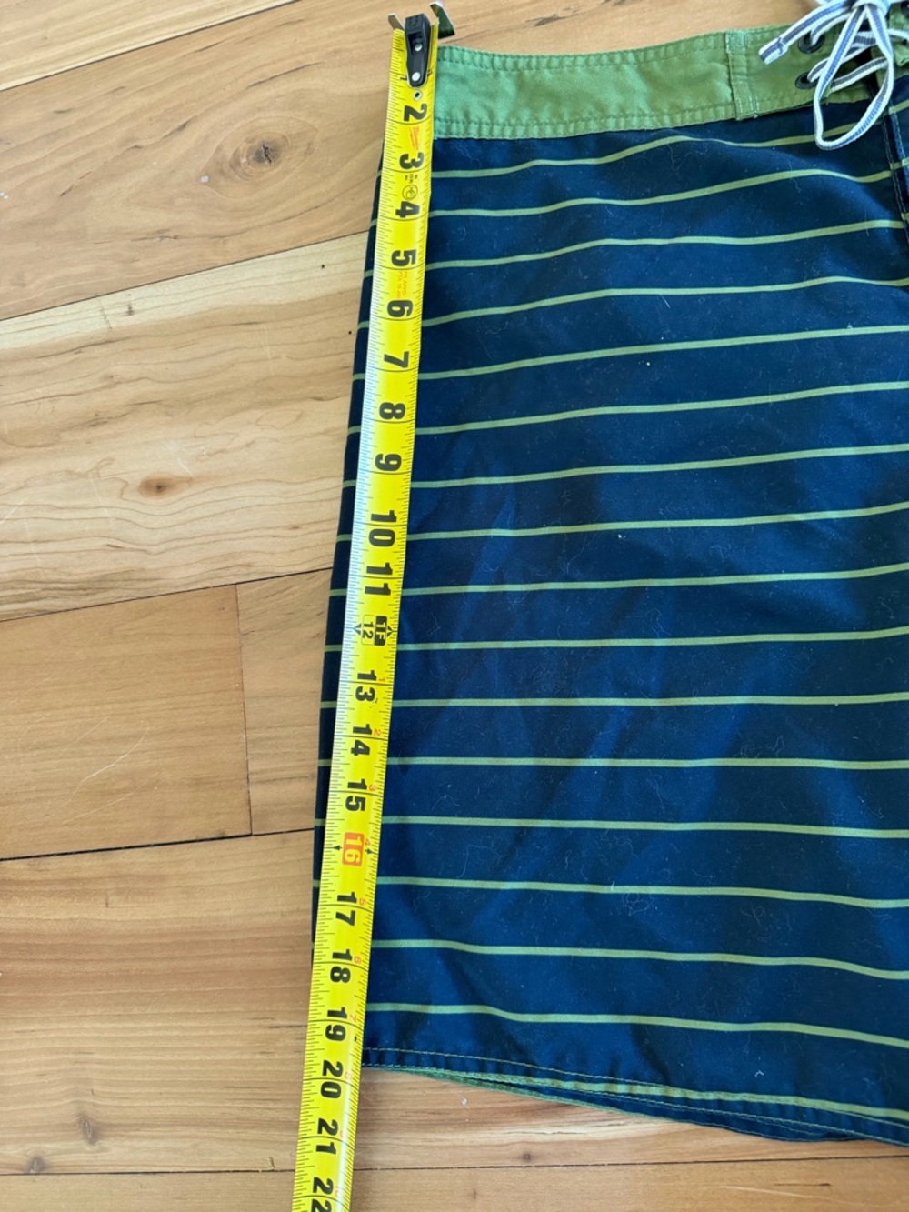 Captain Fin Time Warp Striped Board Shorts Navy Olive Green  Drawstring Size 36 - Picture 8 of 10